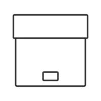 icône linéaire de colis. illustration de la ligne mince. forfait. boîte en carton. symbole de contour. dessin de contour isolé de vecteur