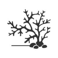 icône de glyphe de plante d'aquarium. corail, algues. décoration de bocal à poissons. symbole de la silhouette. espace négatif. illustration vectorielle isolée vecteur