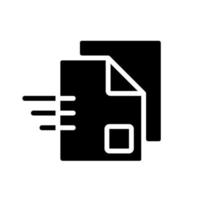 icône de glyphe noir de partage de documents. fichiers électroniques. informations numériques. envoyer et recevoir. transmission d'informations. symbole de la silhouette sur l'espace blanc. pictogramme solide. illustration vectorielle isolée vecteur