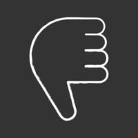 pouce vers le bas de l'icône de craie emoji. désapprobation, n'aime pas le geste de la main. non, mauvaise gestuelle. illustration de tableau vectoriel isolé