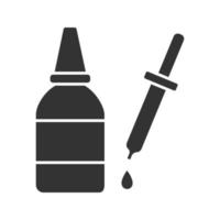 gouttes pour les yeux et icône de glyphe de compte-gouttes. bouteille de liquide. symbole de la silhouette. espace négatif. illustration vectorielle isolée vecteur