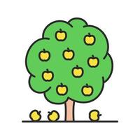 icône de couleur d'arbre fruitier. jardin, parc. sylviculture. illustration vectorielle isolée vecteur