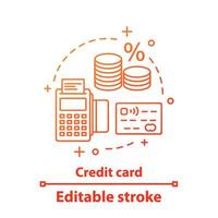 icône de concept de carte de crédit. des économies. idée de paiement illustration fine ligne. Commerce. dessin de contour isolé de vecteur. trait modifiable vecteur