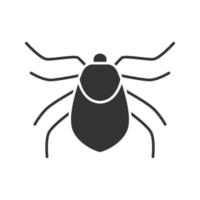 icône de glyphe d'acarien. acarien. symbole de la silhouette. insecte ravageur. espace négatif. illustration vectorielle isolée vecteur