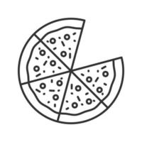 icône linéaire de pizza. illustration de la ligne mince. signe de pizzeria. symbole de contour. dessin de contour isolé de vecteur