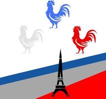 coq isolé sur fond blanc joyeux jour bastille france. vecteur