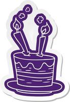 autocollant de dessin animé d'un gâteau d'anniversaire vecteur