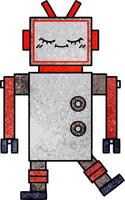 robot de dessin animé de texture grunge rétro vecteur