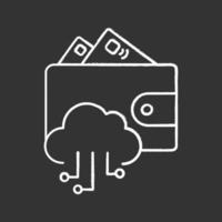 icône de craie de portefeuille électronique. l'argent en ligne. e-paiement. portefeuille numérique et paiements sans numéraire. Cloud computing. illustration de tableau vectoriel isolé