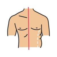 icône de couleur mâle coolsculpting. correction des flancs. liposuccion masculine et remodelage du corps avant et après. chirurgie plastique. illustration vectorielle isolée vecteur