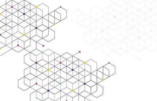 boîtes géométriques abstraites motif fond de connexion de ligne de points. technologie moderne avec maille carrée. géométrique sur fond blanc avec des lignes. cellule de cube. illustration vectorielle vecteur