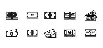 jeu d'icônes dollar, style simple vecteur