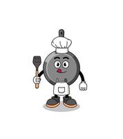 illustration de la mascotte du chef de la poêle à frire vecteur