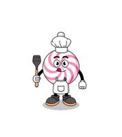 illustration de la mascotte du chef en spirale de sucette vecteur