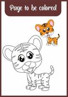 livre de coloriage pour les enfants. tigre vecteur