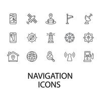 jeu d'icônes de navigation. éléments de vecteur de symbole de pack de navigation pour le web infographique