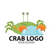 illustration vectorielle de création de logo de crabe de boue verte pour le service alimentaire vecteur