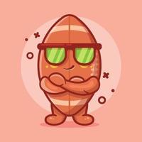 mascotte de personnage de ballon de rugby mignon avec une expression cool dessin animé isolé dans un style plat vecteur