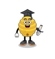 mascotte de ruche d'abeilles avec pose de graduation vecteur