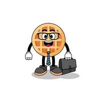 mascotte de gaufre circulaire en tant qu'homme d'affaires vecteur