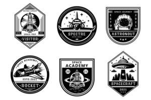 ensemble de badges spatiaux, patchs, emblèmes, badges et étiquettes vecteur