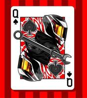 carte de poker queen biker vecteur