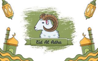 eid al adha avec illustration de chèvre et ornement islamique vecteur