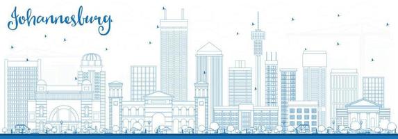 contour de l'horizon de johannesburg avec des bâtiments bleus. vecteur