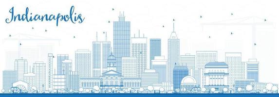 Décrire l'horizon d'Indianapolis avec des bâtiments bleus. vecteur