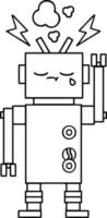 robot qui pleure dessin animé dessin au trait vecteur