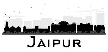 silhouette noire et blanche des toits de la ville de jaipur. vecteur