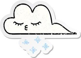 autocollant en détresse d'un joli nuage de neige de dessin animé vecteur