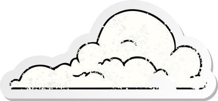 doodle dessin animé autocollant en détresse de gros nuages blancs vecteur