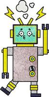 robot de dessin animé de texture grunge rétro vecteur