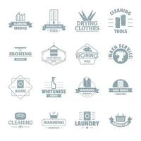 ensemble d'icônes de logo de nettoyage de blanchisserie, style simple vecteur
