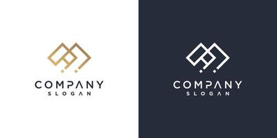 modèle de logo m pour les entreprises avec vecteur premium de concept minimaliste doré partie 1
