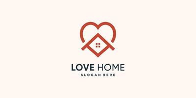 logo de la maison avec concept d'amour créatif vecteur premium partie 1