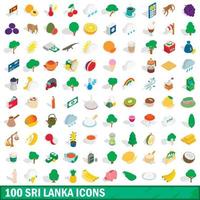 Ensemble de 100 icônes sri lanka, style 3d isométrique vecteur