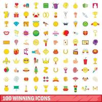 Ensemble de 100 icônes gagnantes, style dessin animé