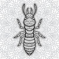 coloriages de mandala d'insectes. vecteur