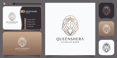 création de logo reine pour femme avec vecteur premium de style ligne