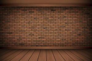 illustration vectorielle beau mur de briques de bloc brun et plancher de bois alignement vintage texture de fond vecteur