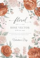 belle fleur rose et feuille botanique illustration peinte numériquement pour l'amour mariage saint valentin ou arrangement invitation conception carte de voeux vecteur