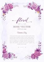 fleur rose et illustration peinte numérique de feuille botanique vecteur