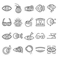 jeu d'icônes de globe oculaire, style de contour vecteur
