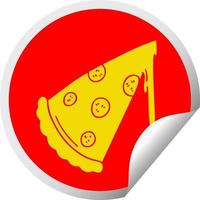 tranche de dessin animé d'autocollant d'épluchage circulaire excentrique de pizza vecteur