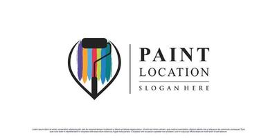 création de logo de localisation de peinture avec point d'épingle et vecteur premium de concept créatif