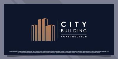 inspiration de conception de logo de ville pour le logo de construction de bâtiments avec vecteur premium de concept créatif