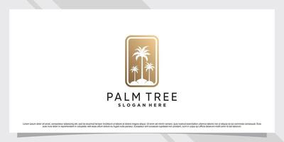 inspiration de conception de logo palmier avec soleil et élément créatif vecteur premium