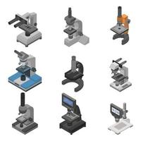 jeu d'icônes de microscope, style isométrique vecteur